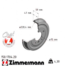 150.1704.20 Zimmermann Задний тормозной барабан 270x228,5 на BMW 3 (E36) с двигателем 318 tds
