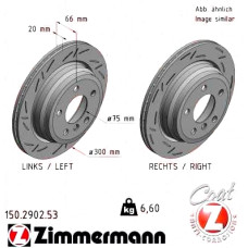 Спортивный задний тормозной диск с насечками 300x20 150290253 Otto Zimmermann Black Z