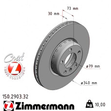 Передний тормозной диск 340x30 150290332 Otto Zimmermann Formula F