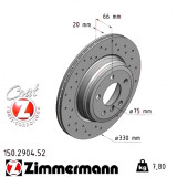 Спортивный задний тормозной диск с перфорацией 330x20 150290452 Otto Zimmermann Sport Z