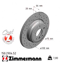 150.2904.52 Zimmermann Sport Z Спортивный задний тормозной диск с перфорацией 330x20 на BMW 3 (F30, F80) с двигателем 335 i