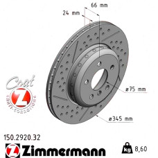 150.2920.32 Zimmermann Formula F Задний тормозной диск 345x24 на BMW 3 Touring (F31) с двигателем 318 i