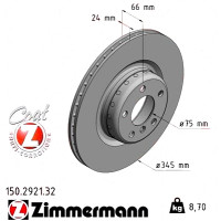 150.2921.32 Zimmermann Formula F Задний тормозной диск 345x24 на BMW 3 Touring (F31) с двигателем 316 i