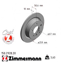150.2928.20 Zimmermann Задний тормозной диск 259x10 на MINI MINI (F56) с двигателем Cooper SD