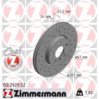 Спортивный передний тормозной диск с перфорацией 307x24 150292952 Otto Zimmermann Sport Z