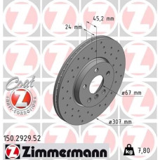 Спортивный передний тормозной диск с перфорацией 307x24 150292952 Otto Zimmermann Sport Z