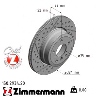 150.2934.20 Zimmermann Задній гальмівний диск 324x22 на BMW 1 Cabriolet (E88) з двигуном 123 d
