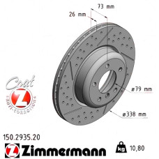 Передний тормозной диск 338x26 150293520 Otto Zimmermann CoatZ