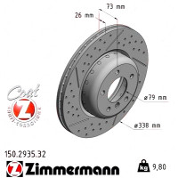 150.2935.32 Zimmermann Formula F Передній гальмівний диск 338x26 на BMW 3 Cabriolet (E93) з двигуном 325 i