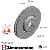Передній лівий гальмівний диск 348x36 150293632 Otto Zimmermann Formula F