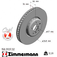 Передній правий гальмівний диск 348x36 150293732 Otto Zimmermann Formula F