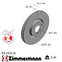 150.2939.20 Zimmermann Передний тормозной диск 335x30 на MINI MINI CLUBMAN (F54) с двигателем John Cooper Works