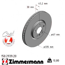Передний тормозной диск 335x30 150293920 Otto Zimmermann CoatZ