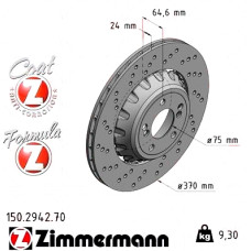150.2942.70 Zimmermann Formula Z Задній лівий гальмівний диск 370x24 на BMW 2 Coupe (F22, F87) з двигуном M2