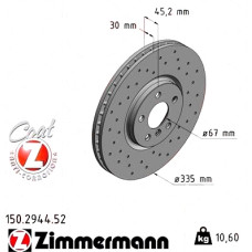 Спортивный передний тормозной диск с перфорацией 335x30 150294452 Otto Zimmermann Sport Z