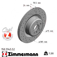 150.2945.52 Zimmermann Sport Z Спортивный задний тормозной диск с перфорацией 385x24 на BMW X6 (E71, E72) с двигателем xDrive 50 i