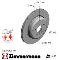 150.2953.32 Zimmermann Formula F Задний правый тормозной диск 330x20 на BMW 5 Touring (G31) с двигателем 520 d xDrive