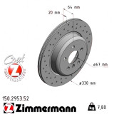 Спортивный задний правый тормозной диск с перфорацией 330x20 150295352 Otto Zimmermann Sport Z