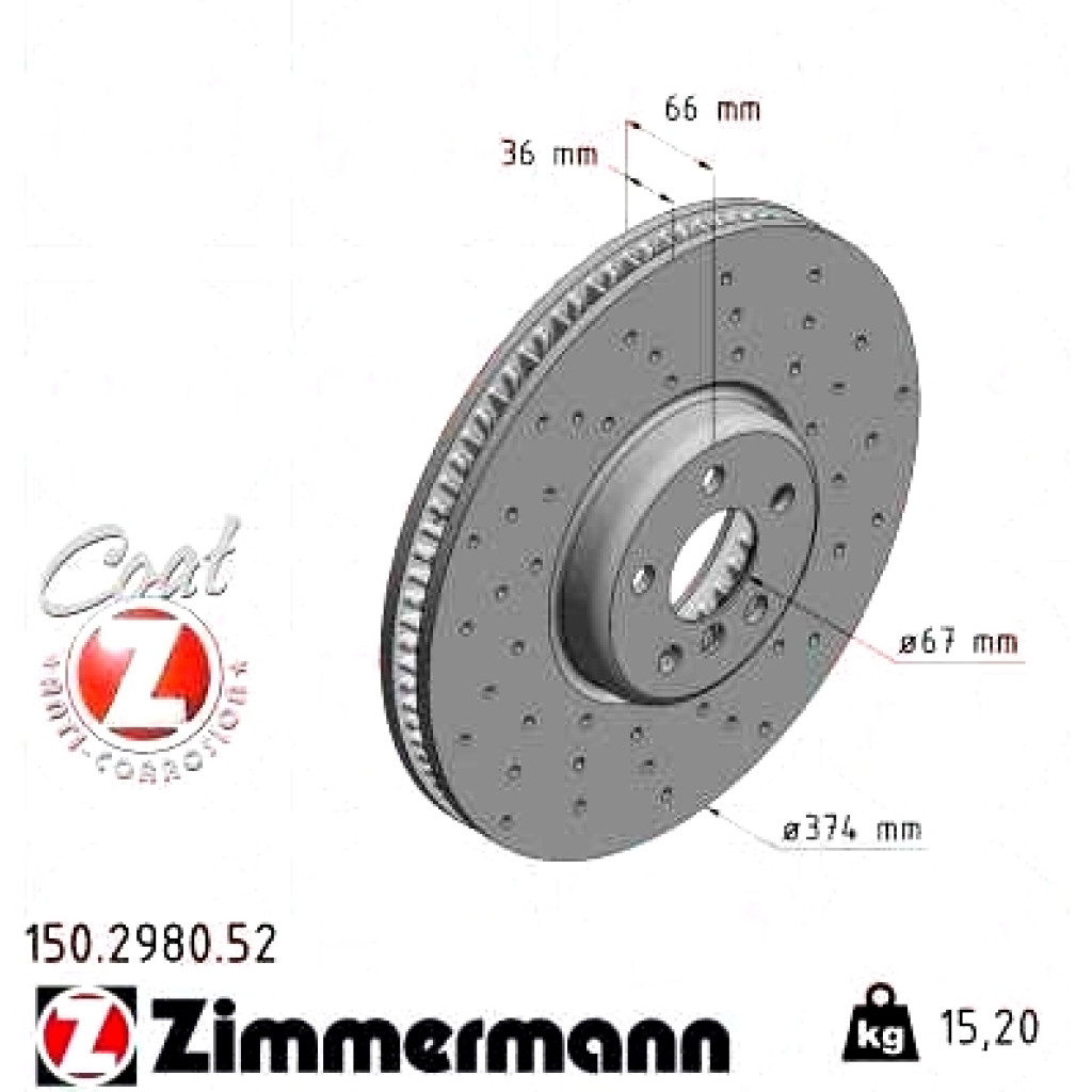 150298052 Zimmermann Sport Z Спортивный передний левый тормозной