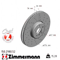 150.2980.52 Zimmermann Sport Z Спортивный передний левый тормозной диск с перфорацией 374x36 на BMW 3 (G20, G80, G28) с двигателем 320 i