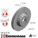 Передний левый тормозной диск 345x32 150341575 Otto Zimmermann Formula Z