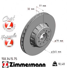 Передній лівий гальмівний диск 345x32 150341575 Otto Zimmermann Formula Z