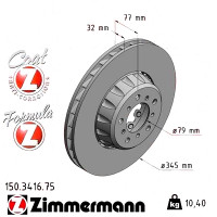 150.3416.75 Zimmermann Formula Z Передний правый тормозной диск 345x32 на BMW 5 (E39) с двигателем M5