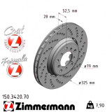 Передний правый тормозной диск 325x28 150342070 Otto Zimmermann Formula Z