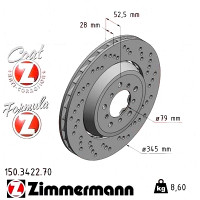 Передний правый тормозной диск 345x28 150342270 Otto Zimmermann Formula Z