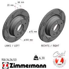 Спортивный задний тормозной диск с насечками 300x20 150342653 Otto Zimmermann Black Z