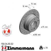 Спортивний задній гальмівний диск з перфорацією 280x10 150343552 Otto Zimmermann Sport Z