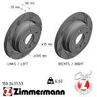 150.3437.53 Zimmermann Black Z Спортивный задний тормозной диск с насечками 300x20 на BMW 3 Touring (E91) с двигателем 325 xi