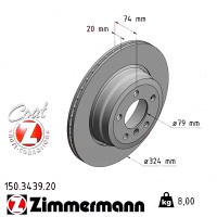 150.3439.20 Zimmermann Задній гальмівний диск 324x20 на BMW 7 (E65, E66, E67) з двигуном 730 i, Li