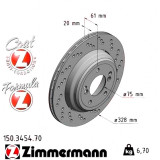 Задний правый тормозной диск 328x20 150345470 Otto Zimmermann Formula Z