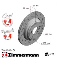 150.3454.70 Zimmermann Formula Z Задний правый тормозной диск 328x20 на BMW Z4 Coupe (E86) с двигателем M