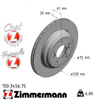 150.3456.75 Zimmermann Formula Z Задний правый тормозной диск 328x20 на BMW 5 (E39) с двигателем M5