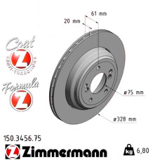 150.3456.75 Zimmermann Formula Z Задній правий гальмівний диск 328x20 на BMW 5 (E39) з двигуном M5