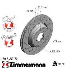 Передній лівий гальмівний диск 360x30 150345770 Otto Zimmermann Formula Z