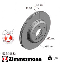 150.3461.32 Zimmermann Formula F Задній гальмівний диск 345x24 на BMW 6 (E63) з двигуном 635 d