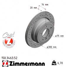 Спортивный задний тормозной диск с перфорацией 300x20 150346352 Otto Zimmermann Sport Z