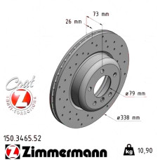 Спортивный передний тормозной диск с перфорацией 338x26 150346552 Otto Zimmermann Sport Z