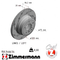 Спортивный задний левый тормозной диск с насечками 320x20 150346654 Otto Zimmermann Black Z