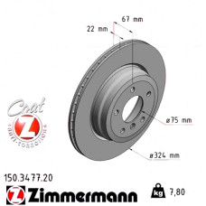 150.3477.20 Zimmermann Задній гальмівний диск 324x22 на BMW 1 (E87) з двигуном 130 i