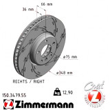 Спортивный передний правый тормозной диск с насечками 348x36 150347955 Otto Zimmermann Black Z