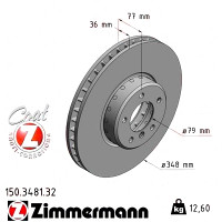 150.3481.32 Zimmermann Formula F Передний тормозной диск 348x36 на BMW 5 (E60) с двигателем 550 i