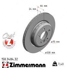 150.3484.32 Zimmermann Formula F Задній гальмівний диск 330x20 на BMW 5 Touring (F11) з двигуном 523 i
