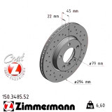 Спортивный передний тормозной диск с перфорацией 294x22 150348552 Otto Zimmermann Sport Z
