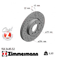 Спортивный передний тормозной диск с перфорацией 294x22 150348552 Otto Zimmermann Sport Z