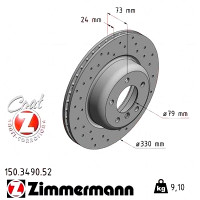 Спортивный передний тормозной диск с перфорацией 330x24 150349052 Otto Zimmermann Sport Z