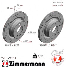 Спортивный задний тормозной диск с насечками 300x20 150349853 Otto Zimmermann Black Z